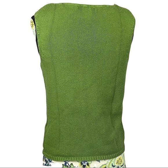 Cotton Ginny Green Sleeveless Sweater Vintage Size M - Picture 2 of 2